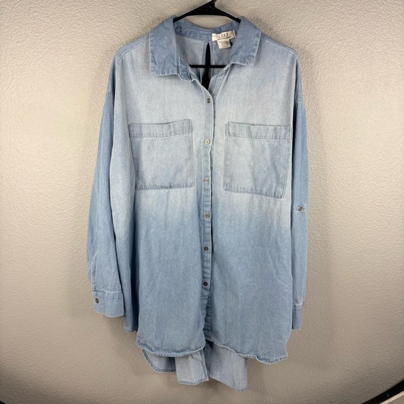 LIFE Love Is For Eternity Denim Tunic Top with Back Cutout Detail - Picture 2 of 9